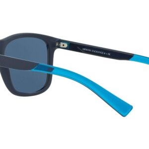 A|X ARMANI EXCHANGE Men's AX4049SF Low Bridge Fit Square Sunglasses, Matte Blue/Blue, 57 mm