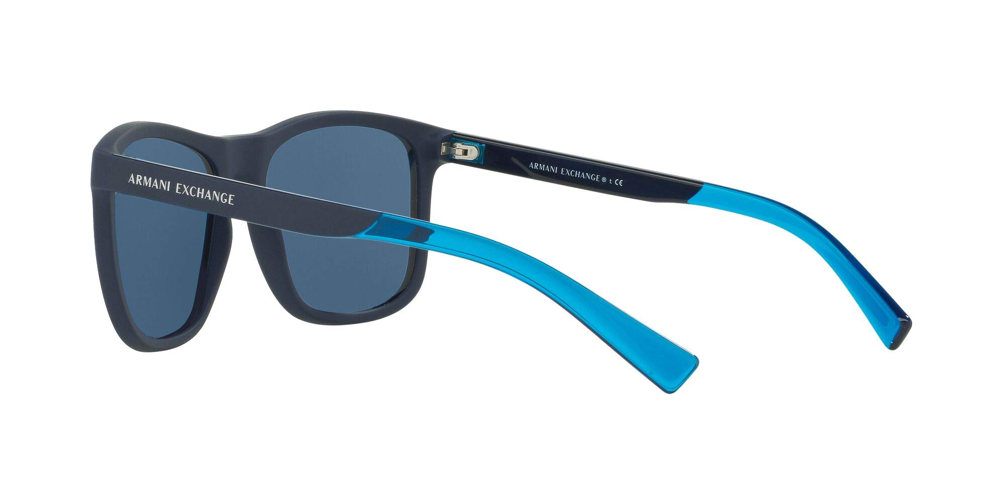 A|X ARMANI EXCHANGE Men's AX4049SF Low Bridge Fit Square Sunglasses, Matte Blue/Blue, 57 mm