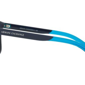 A|X ARMANI EXCHANGE Men's AX4049SF Low Bridge Fit Square Sunglasses, Matte Blue/Blue, 57 mm