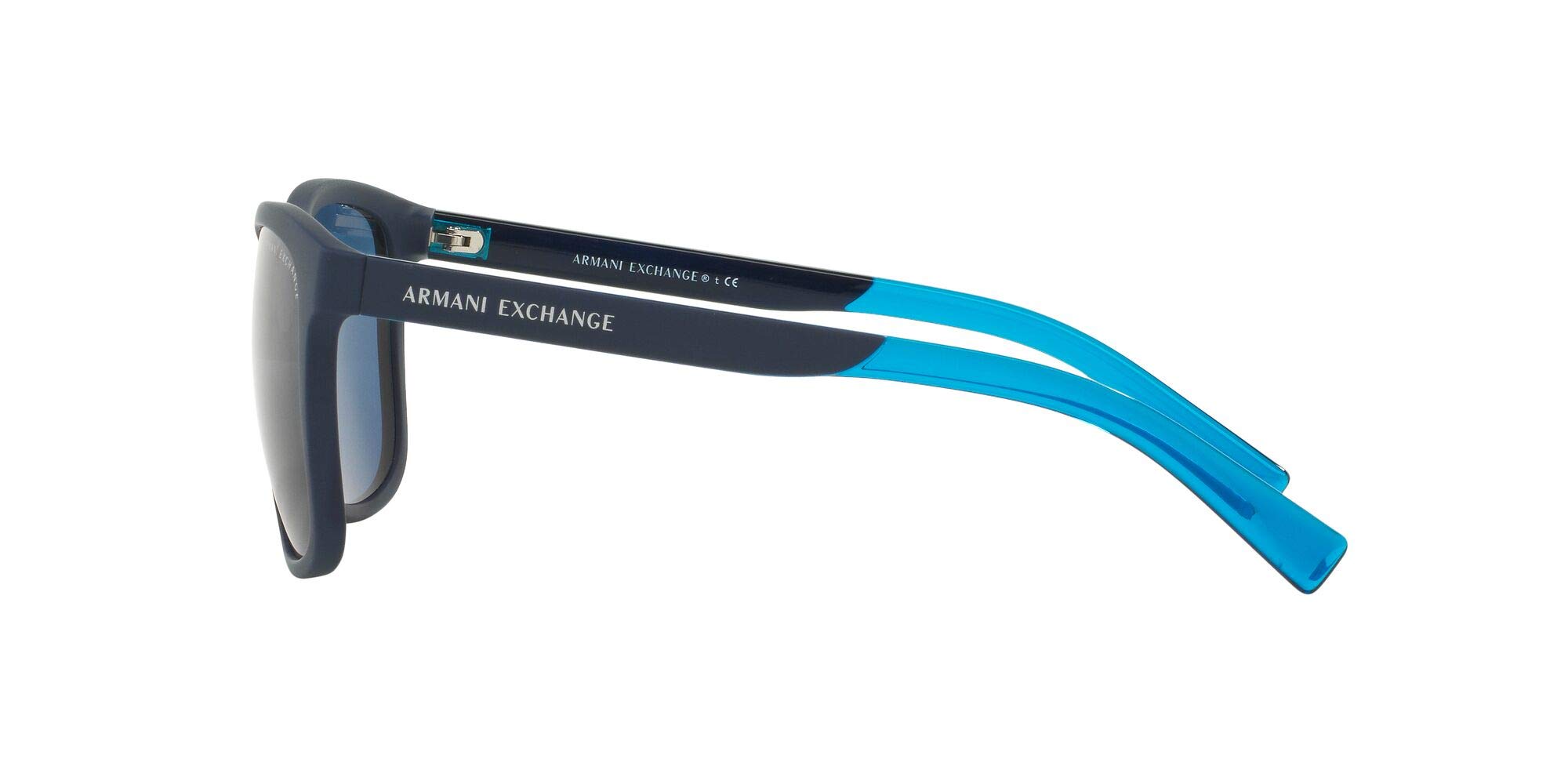 A|X ARMANI EXCHANGE Men's AX4049SF Low Bridge Fit Square Sunglasses, Matte Blue/Blue, 57 mm