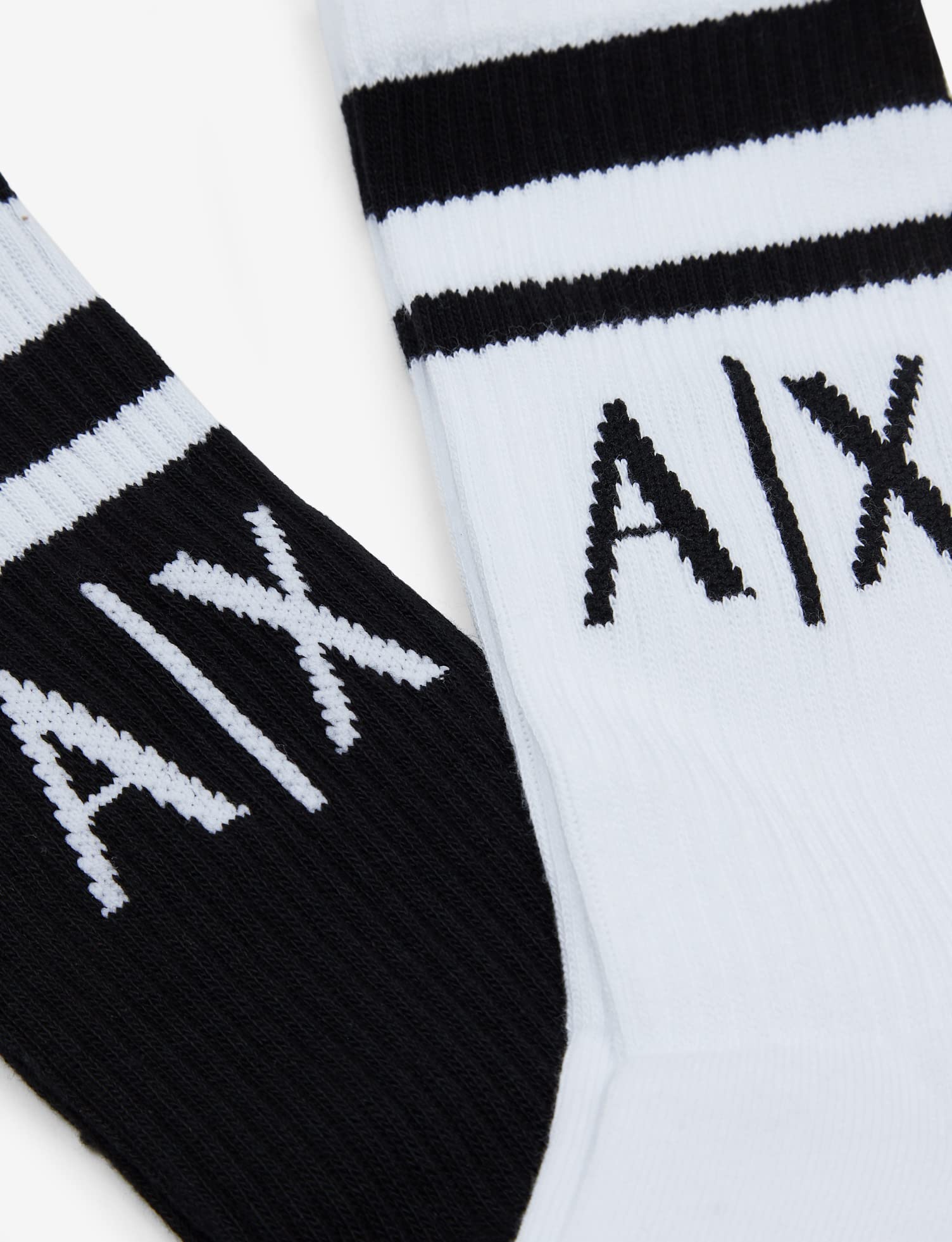 A|X ARMANI EXCHANGE mens Logo Crew Socks Winter Accessory Set, Nero/Bianco/Black/White, Small Medium US