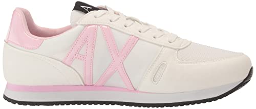 A | X ARMANI EXCHANGE Women's AX Rio Logo Sneakers, Opt. White + Lilac, 11