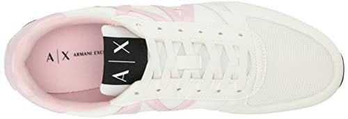 A | X ARMANI EXCHANGE Women's AX Rio Logo Sneakers, Opt. White + Lilac, 11