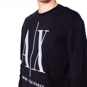 A｜X ARMANI EXCHANGE Men's Icon Project Embroidered Pullover Sweatshirt, Black, M