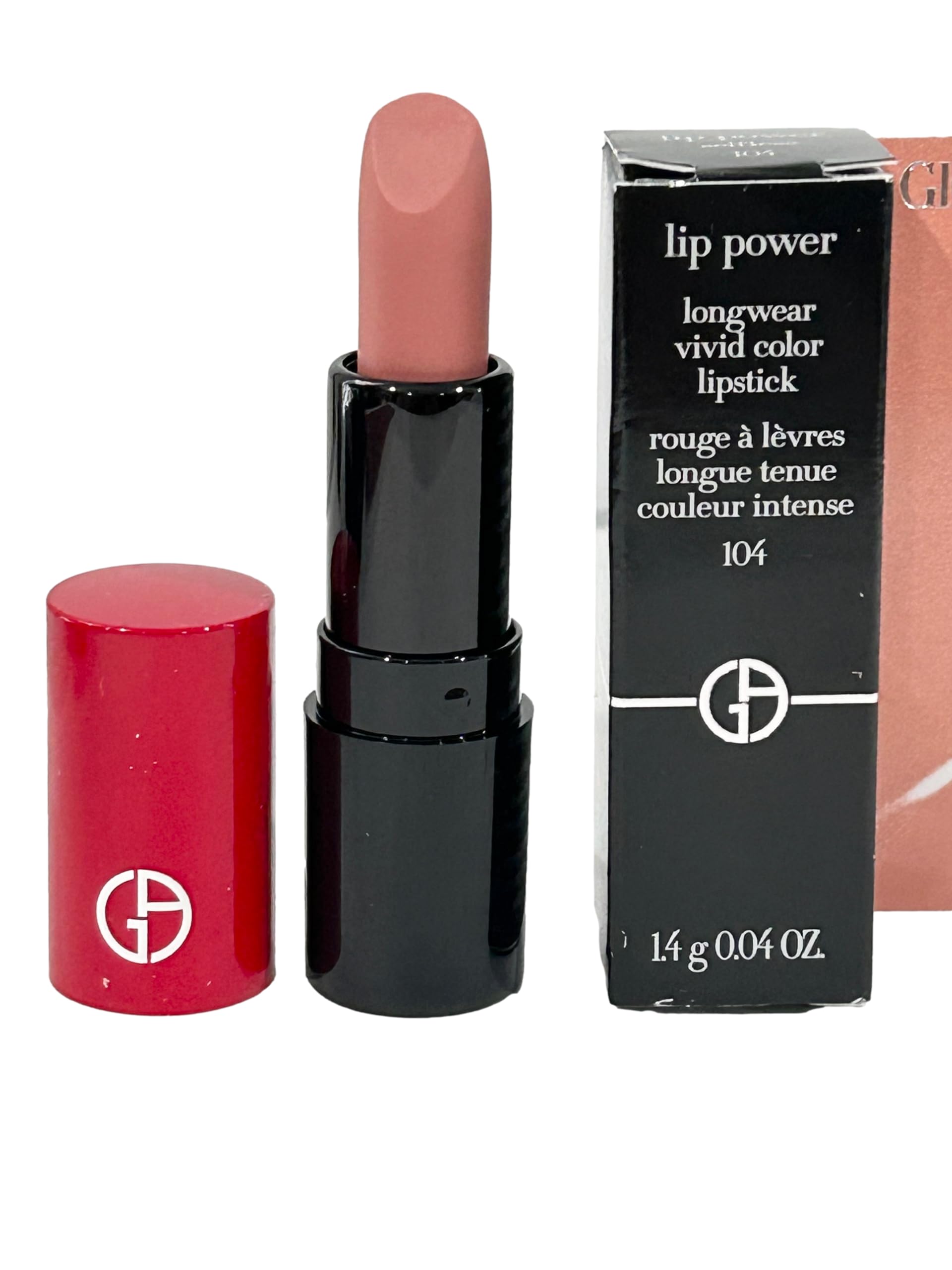 GIORGIO ARMANI Lipstick MINI SELFLESS (nude) Lip Power Longwear Vivid Color # 104 (looks NUDE) - 1.4 g / 0.04 oz (MINI/SMALL/SAMPLE SIZE/TRAVEL SIZE) - 0258