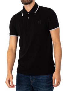 a|x armani exchange men's short sleeve jersey knit polo, black, xl