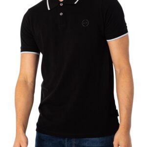 A|X Armani Exchange Men's Short Sleeve Jersey Knit Polo, Black, XL