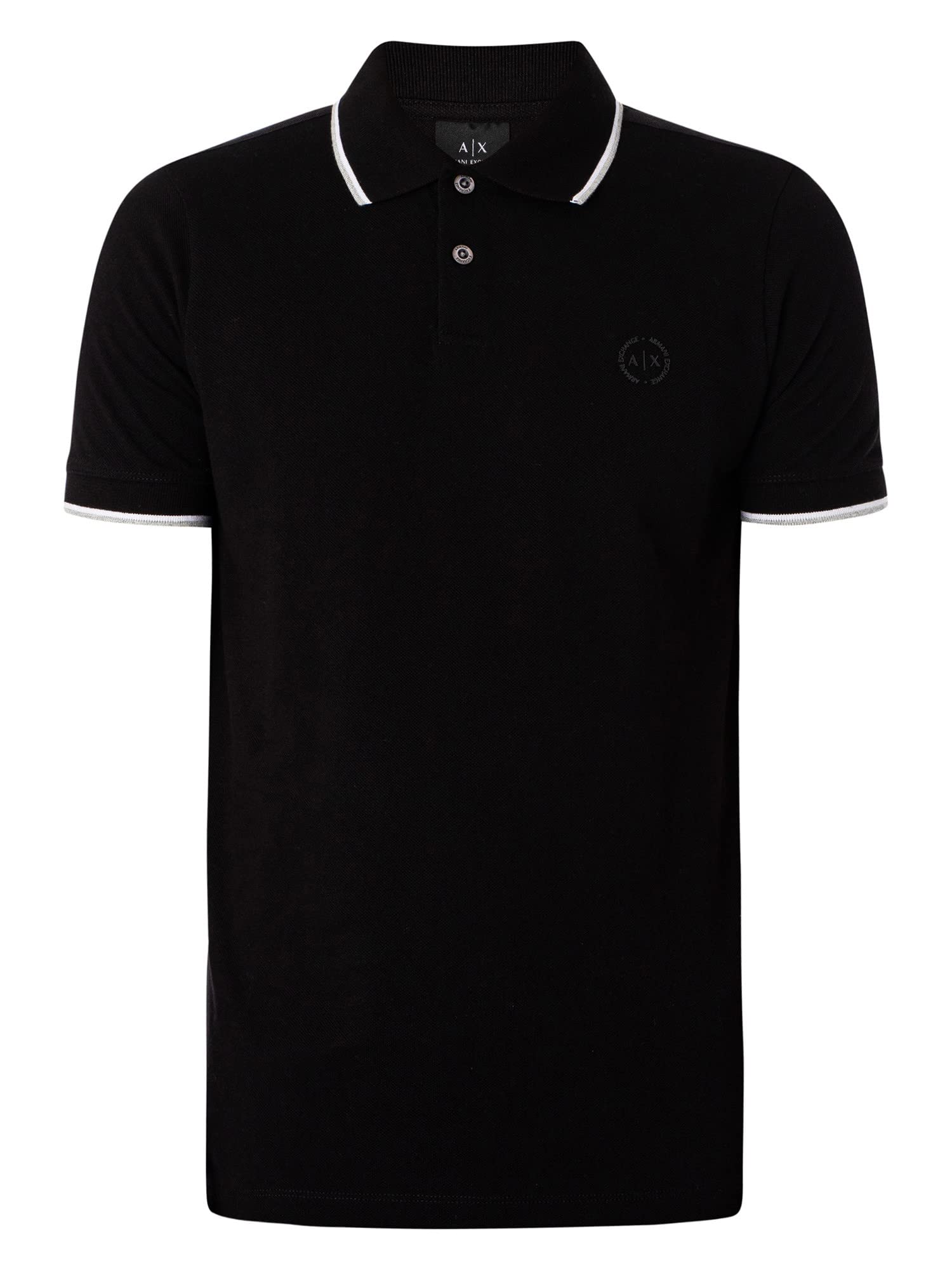 A|X Armani Exchange Men's Short Sleeve Jersey Knit Polo, Black, XL