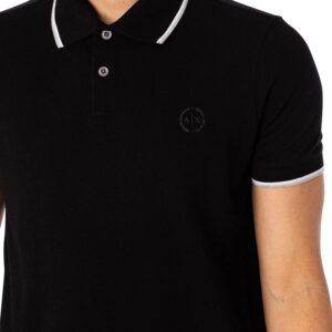 A|X Armani Exchange Men's Short Sleeve Jersey Knit Polo, Black, XL