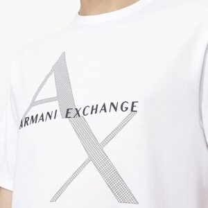 A|X ARMANI EXCHANGE mens Crew Neck Logo Tee T Shirt, Quilted Logo White, Small US