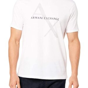 A|X ARMANI EXCHANGE mens Crew Neck Logo Tee T Shirt, Quilted Logo White, Small US