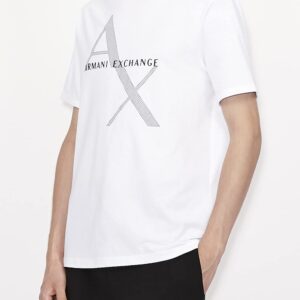 A|X ARMANI EXCHANGE mens Crew Neck Logo Tee T Shirt, Quilted Logo White, Small US