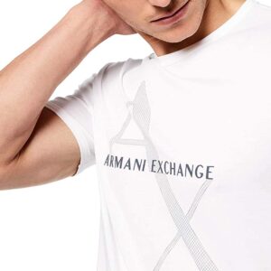 A|X ARMANI EXCHANGE mens Crew Neck Logo Tee T Shirt, Quilted Logo White, Small US