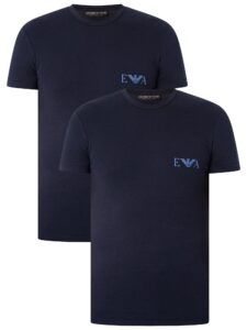 emporio armani men's bold monogram 2 pack t-shirt, marine/marine