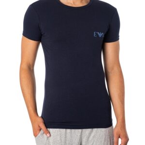 Emporio Armani Men's Bold Monogram 2 Pack T-Shirt, Marine/Marine