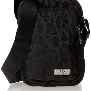 A | X ARMANI EXCHANGE Zip Top Fabric Crossbody Bodypack, Black/Black