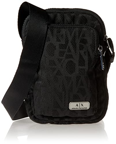 A | X ARMANI EXCHANGE Zip Top Fabric Crossbody Bodypack, Black/Black