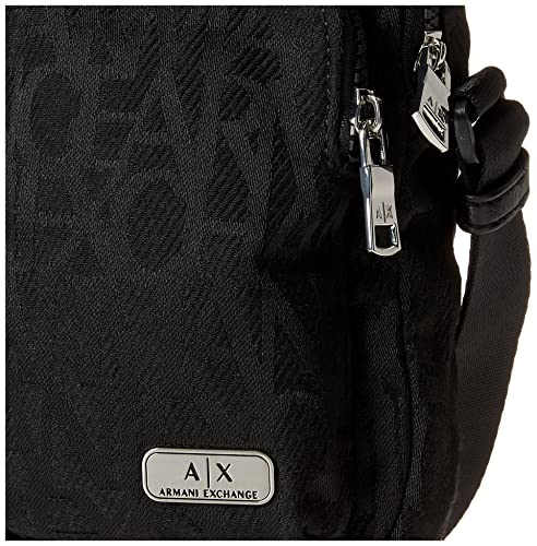 A | X ARMANI EXCHANGE Zip Top Fabric Crossbody Bodypack, Black/Black