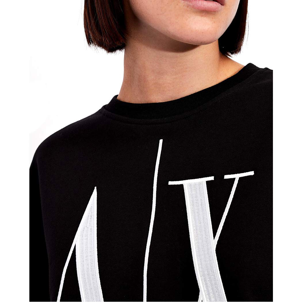 A|X ARMANI EXCHANGE womens Icon Logo Pullover Sweatshirt, Black, Large US