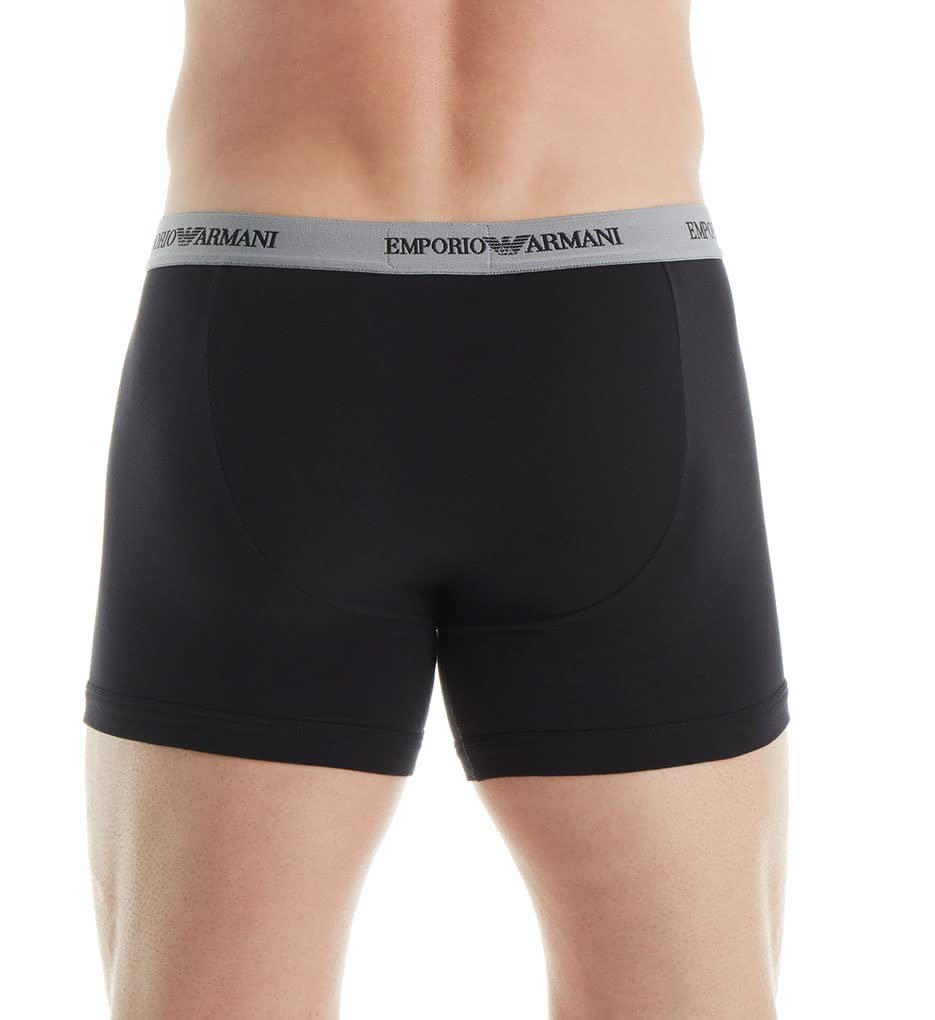 Emporio Armani Men's Stretch Cotton Classic Logo Boxer Brief, Grey/Marine, Large