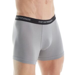 Emporio Armani Men's Stretch Cotton Classic Logo Boxer Brief, Grey/Marine, Large