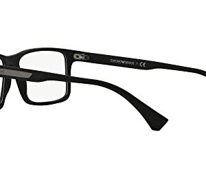 Emporio Armani Men's EA3038 Rectangular Sunglasses, Rubber Black/Demo Lens, 56 mm