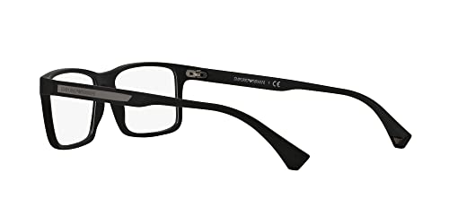 Emporio Armani Men's EA3038 Rectangular Sunglasses, Rubber Black/Demo Lens, 56 mm