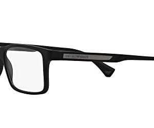 Emporio Armani Men's EA3038 Rectangular Sunglasses, Rubber Black/Demo Lens, 56 mm