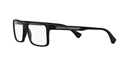 Emporio Armani Men's EA3038 Rectangular Sunglasses, Rubber Black/Demo Lens, 56 mm