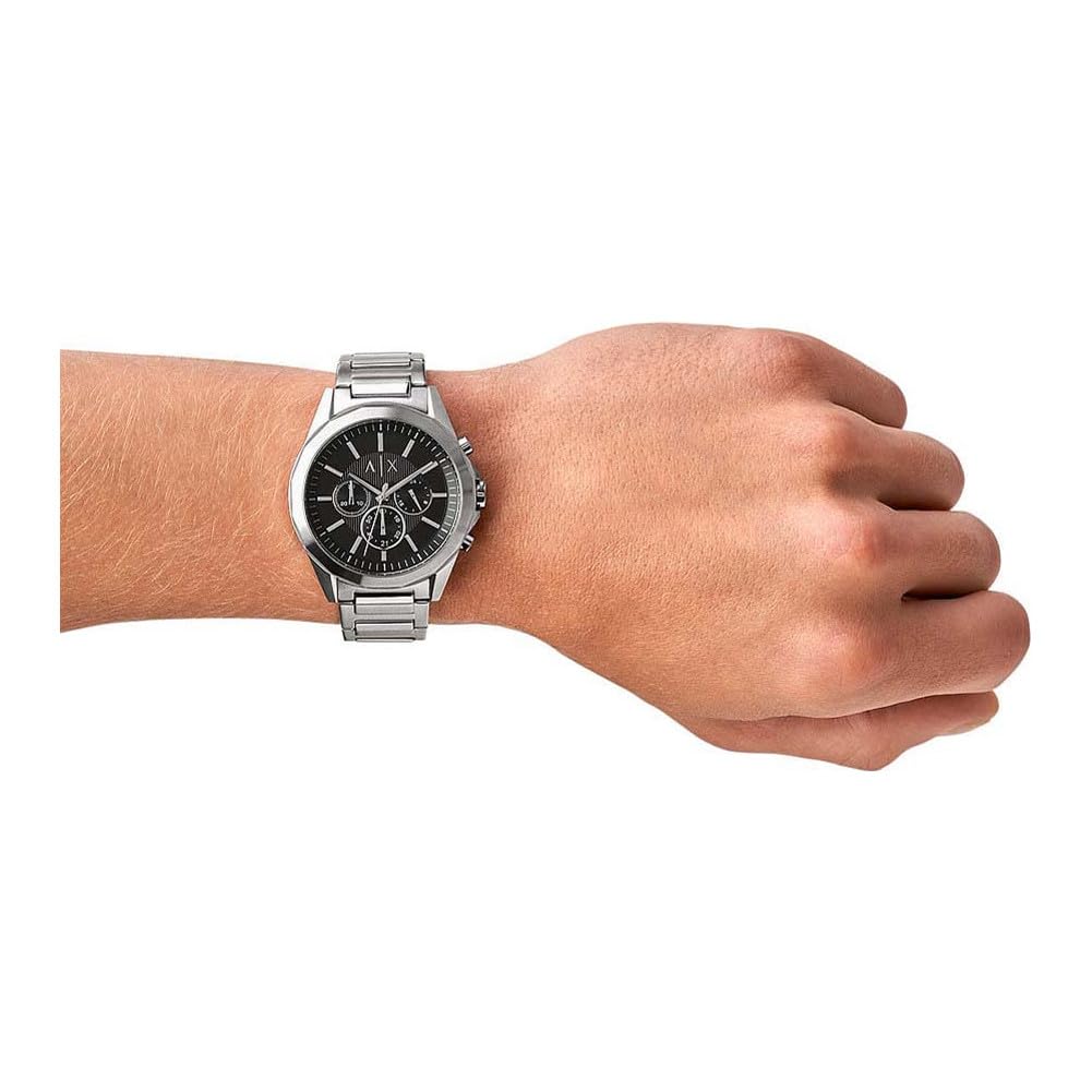 A｜X ARMANI EXCHANGE Men's Chronograph Stainless Steel Watch, Color: Silver/Black (Model: AX2600)