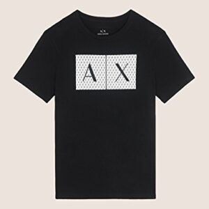 A|X ARMANI EXCHANGE mens Crew Neck Logo Tee T Shirt, Grid Logo Black, X-Large US