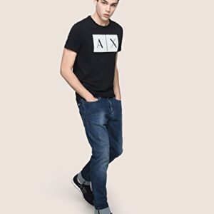 A|X ARMANI EXCHANGE mens Crew Neck Logo Tee T Shirt, Grid Logo Black, X-Large US