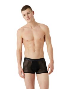 emporio armani men's jacquard logo mesh brief, black