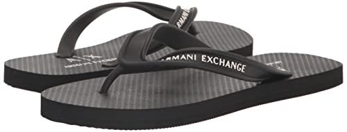 A | X ARMANI EXCHANGE Men's Logo Flip Flop, Black, 10