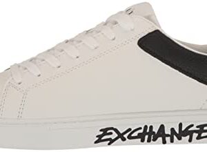 A|X Armani Exchange Men's Updated Leather Sidewall Logo Sneaker, Op.White+Black, 11