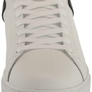 A|X Armani Exchange Men's Updated Leather Sidewall Logo Sneaker, Op.White+Black, 11