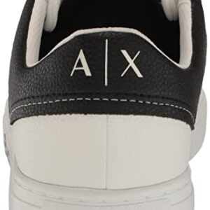 A|X Armani Exchange Men's Updated Leather Sidewall Logo Sneaker, Op.White+Black, 11