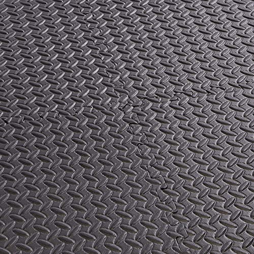 Signature Fitness Puzzle Exercise Mat with EVA Foam Interlocking Tiles for MMA, Exercise, Gymnastics and Home Gym Protective Flooring, 3/4" Thick, 96 Square Feet, Black