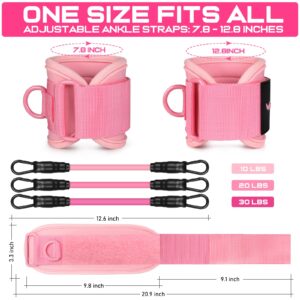 RENRANRING Ankle Resistance Bands with Cuffs, Glutes Workout Equipment, Ankle Bands for Working Out, Butt Exercise Equipment for Women Legs and Glutes