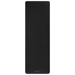 Gaiam Essentials Thick Yoga Mat Fitness & Exercise Mat with Easy-Cinch Carrier Strap, Black, 72"L X 24"W X 2/5 Inch Thick