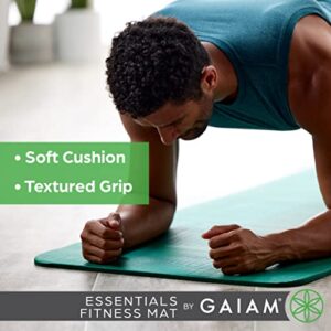 Gaiam Essentials Thick Yoga Mat Fitness & Exercise Mat with Easy-Cinch Carrier Strap, Black, 72"L X 24"W X 2/5 Inch Thick