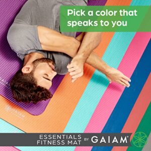 Gaiam Essentials Thick Yoga Mat Fitness & Exercise Mat with Easy-Cinch Carrier Strap, Black, 72"L X 24"W X 2/5 Inch Thick