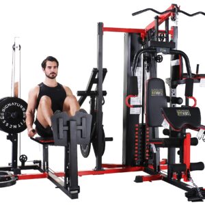 Signature Fitness Multifunctional Home Gym System Workout Station with Leg Extension, Preacher Curl, Pushup, Dip and Situp Stand, 122.5LB Weight Stack, M950, Multiple Pacakges