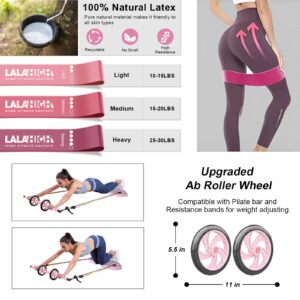 LALAHIGH Home Workout Equipment for Women, Multifunction Push Up Board, Portable Home Gym System with Resistance Bands,Ab Roller Wheel, and 20 Gym Accessories, Professional Strength Training Exercise