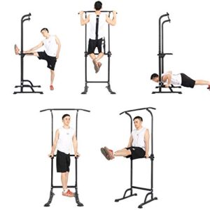 SogesPower Power Tower Dip Station Pull Up Bar for Home Gym Adjustable Height Strength Training Workout Equipment