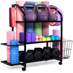 Grand Basics Home Gym Storage Rack for Yoga Mats - Easy to Assemble Weight Rack for Home Gym - Heavy-Duty Organizer for Dumbbells & All Workout Equipment - Gym Organization for Exercise Accessories