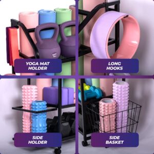 Grand Basics Home Gym Storage Rack for Yoga Mats - Easy to Assemble Weight Rack for Home Gym - Heavy-Duty Organizer for Dumbbells & All Workout Equipment - Gym Organization for Exercise Accessories