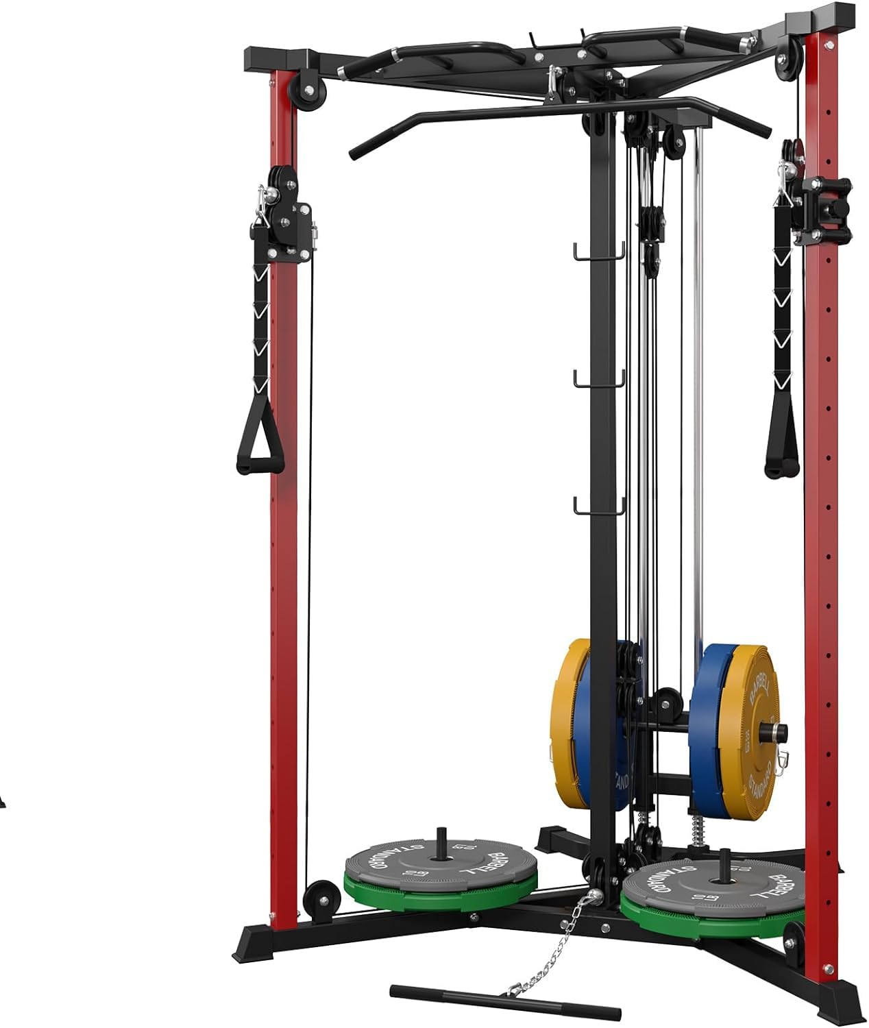 syedee Cable Crossover Machine, Functional Trainer with 17 Adjustable Positions, Home Gym Equipment with Pulley System, Cable Fly Machine and LAT Pulldown System Home Gym(Red)