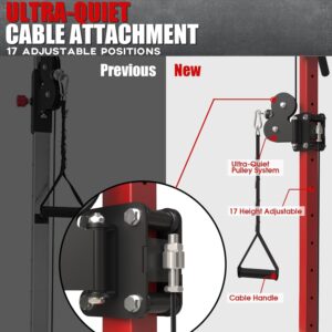 syedee Cable Crossover Machine, Functional Trainer with 17 Adjustable Positions, Home Gym Equipment with Pulley System, Cable Fly Machine and LAT Pulldown System Home Gym(Red)