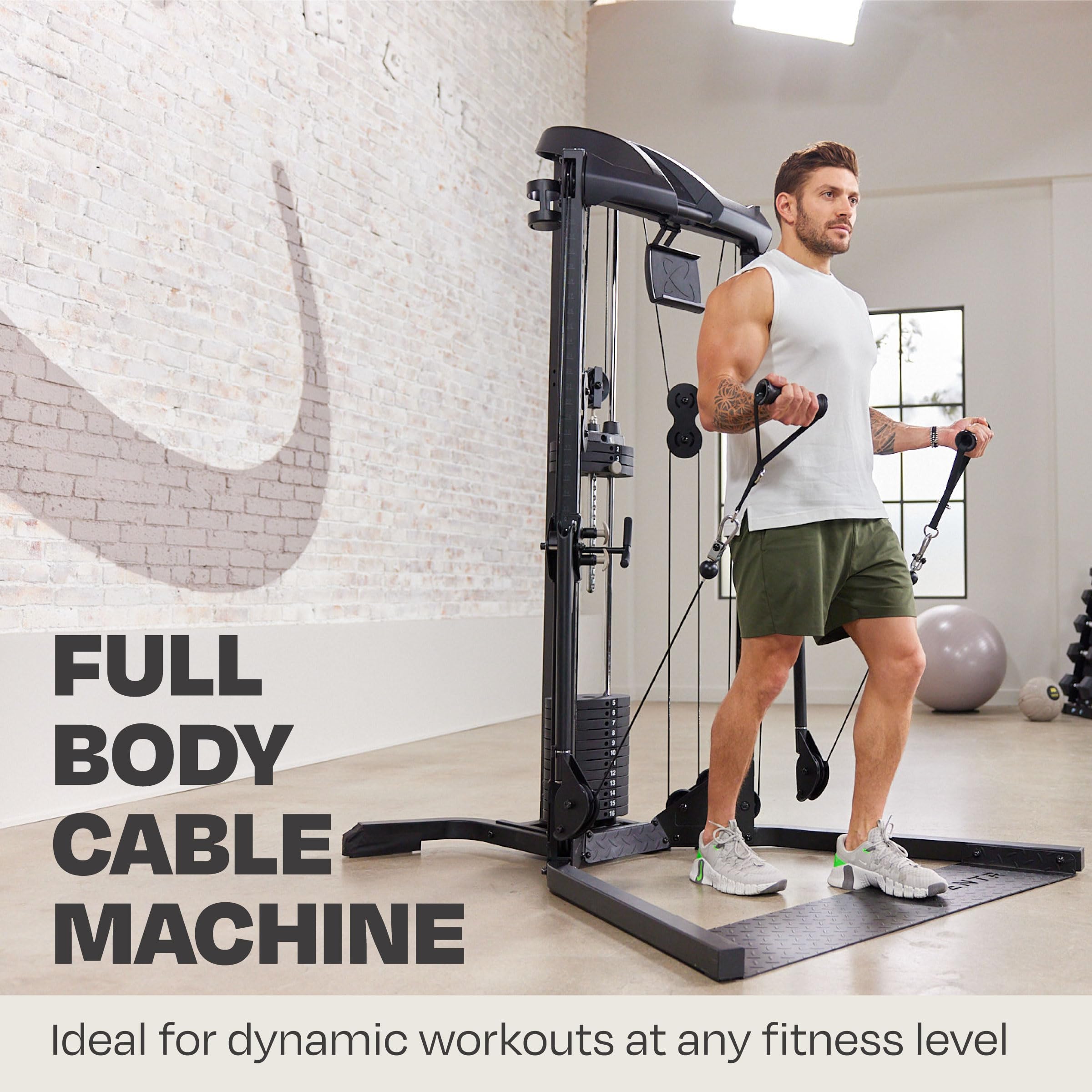 Home Gym Functional Trainer - Multifunctional Cable Machine Home Gym System - Workout Weight Machine for Strength Training - Full Body Compact Exercise & Fitness Equipment Set